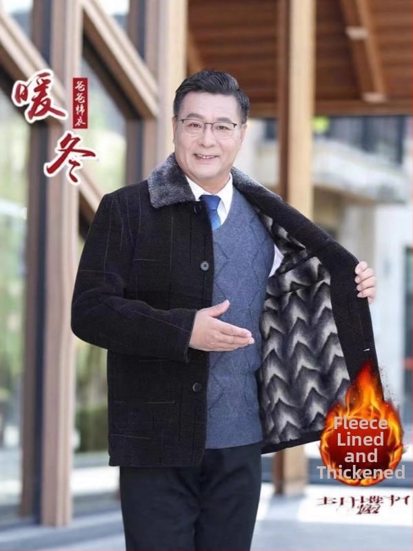 Vīriešu ziemas ārējais apģērbs ar apkakli, ar lapu formas apkakli, vienrindu pogu aizdare, brīvs piegriezums, patch kabatas, poliesteris