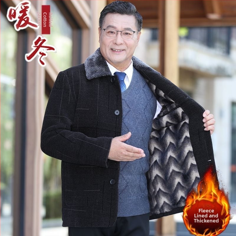 Мъжко зимно яке със лацетна яка, еднобортно закопчаване, свободен силует, джобове с патч-панели, полиестерна материя