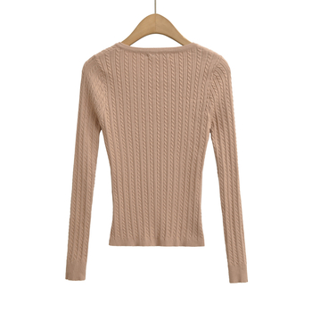 Ženski pleteni džemper s V izrezom, kapuljačom, dugim rukavima, poliester-elastan mješavina