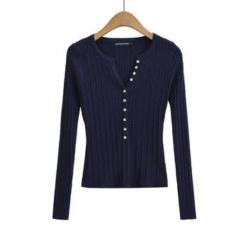 Ženski pleteni džemper s V izrezom, kapuljačom, dugim rukavima, poliester-elastan mješavina