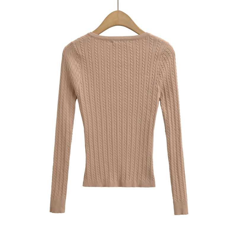 Ženski pleteni džemper s V izrezom, kapuljačom, dugim rukavima, poliester-elastan mješavina