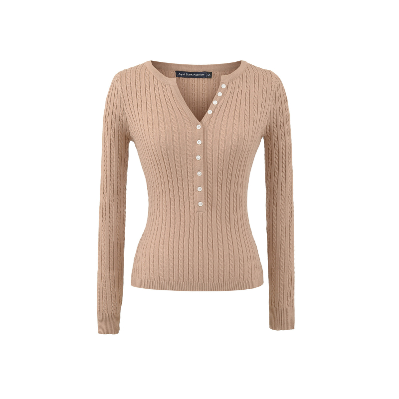 Ženski pleteni džemper s V izrezom, kapuljačom, dugim rukavima, poliester-elastan mješavina