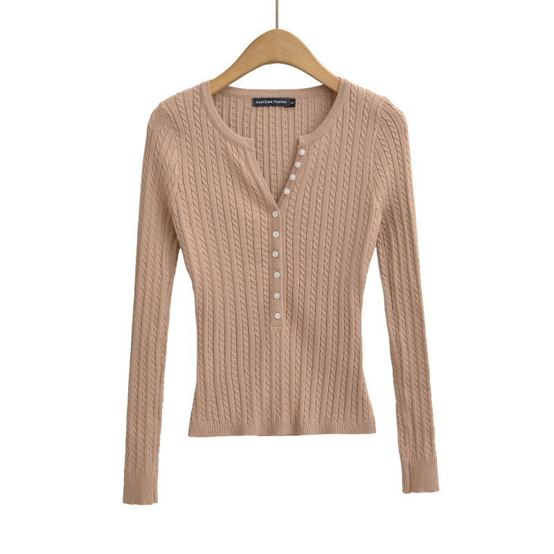 Ženski pleteni džemper s V izrezom, kapuljačom, dugim rukavima, poliester-elastan mješavina