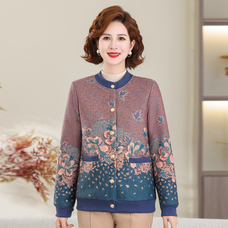 Плетен кардиган за възрастни жени, дълги ръкави, кръгло деколте, свободен силует, полиестерна тъкан