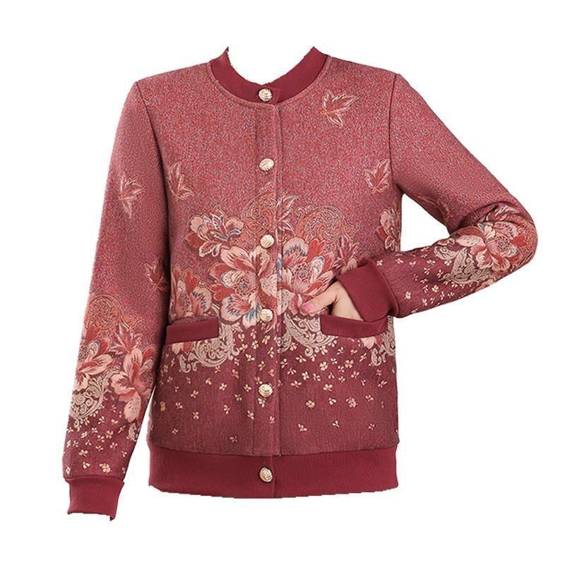 Плетен кардиган за възрастни жени, дълги ръкави, кръгло деколте, свободен силует, полиестерна тъкан