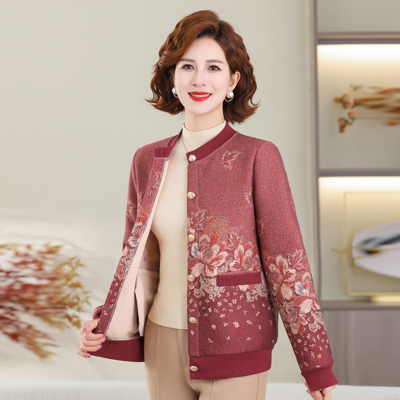 Плетен кардиган за възрастни жени, дълги ръкави, кръгло деколте, свободен силует, полиестерна тъкан