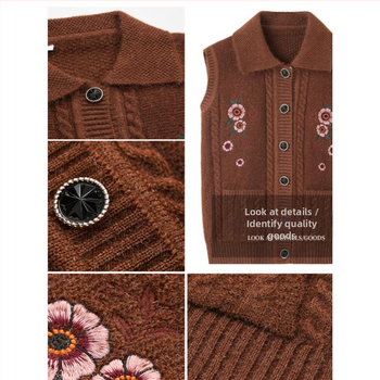 Žiemos 2025 senjorams megzta liemenė su gobtuvu, laisvas kirpimas, poliesteris (>95%), elegantiškas miesto stilius