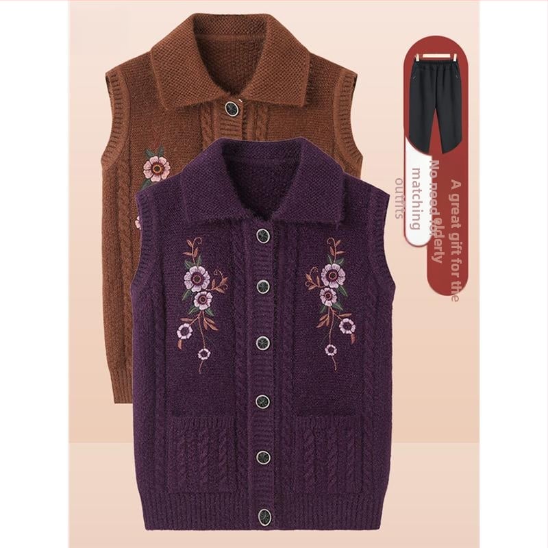 Žiemos 2025 senjorams megzta liemenė su gobtuvu, laisvas kirpimas, poliesteris (>95%), elegantiškas miesto stilius