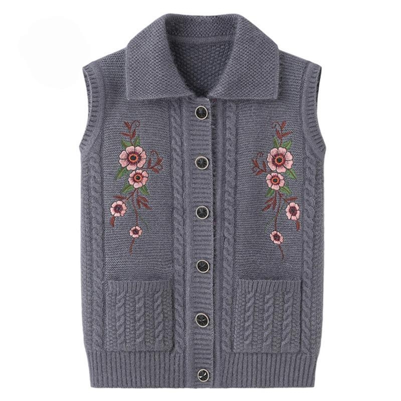 Žiemos 2025 senjorams megzta liemenė su gobtuvu, laisvas kirpimas, poliesteris (>95%), elegantiškas miesto stilius