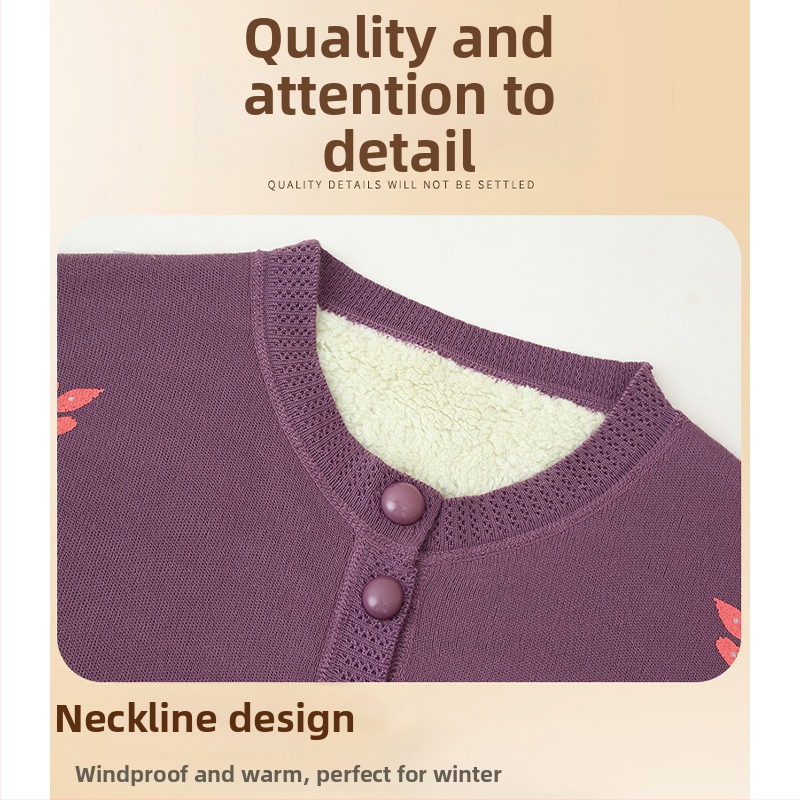 Ziemas kardigans vecākiem — poliesters, flīša odere, garas piedurknes, brīvs piegriezums, pogu aizdare