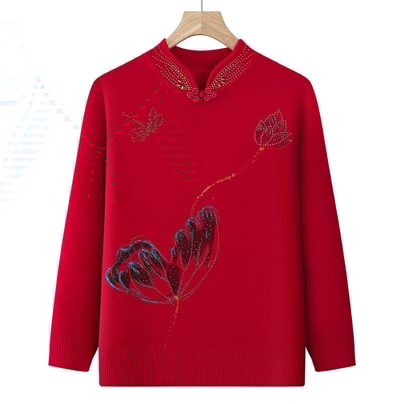 Női téli pulóver fleece-béléssel, vastag kötés, kapucnival, félmagas gallér, hosszú ujjú, laza vágás, poliészter 90–95%