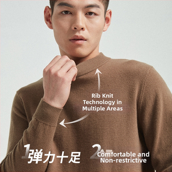 Vyrinis megztinis iš 100% vilnos, apvali kaklo linija, ilgos rankovės, kasdienis pagrindinis megztinis rudeniui