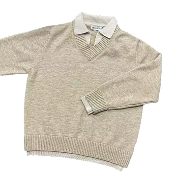 Muški pleteni džemper s reverom - Slim fit, dugi rukav, Poliester 71-80%, Smjesa kemijskih vlakana