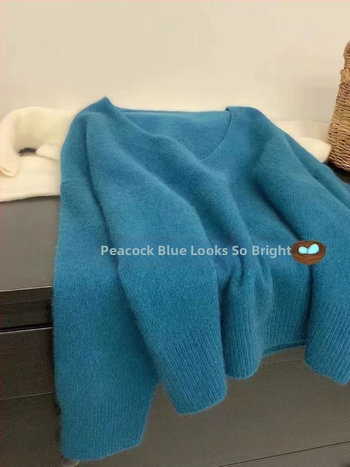 Jane Manni ženski džemper s V-izrezom od Raccoon fleece, opuštena silueta, meka tkanina, dojam luksuzne kvalitete za jesen i zimu