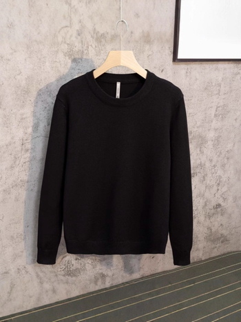 Pulover tricotat pentru bărbați, guler rotund, slim fit, mâneci lungi, amestec poliester