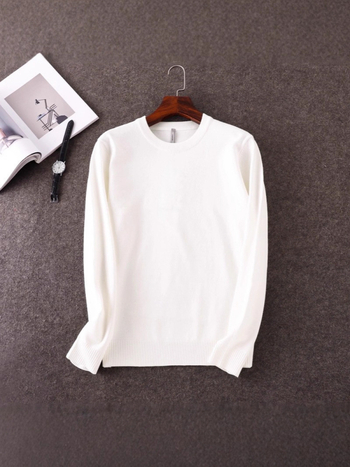 Pulover tricotat pentru bărbați, guler rotund, slim fit, mâneci lungi, amestec poliester