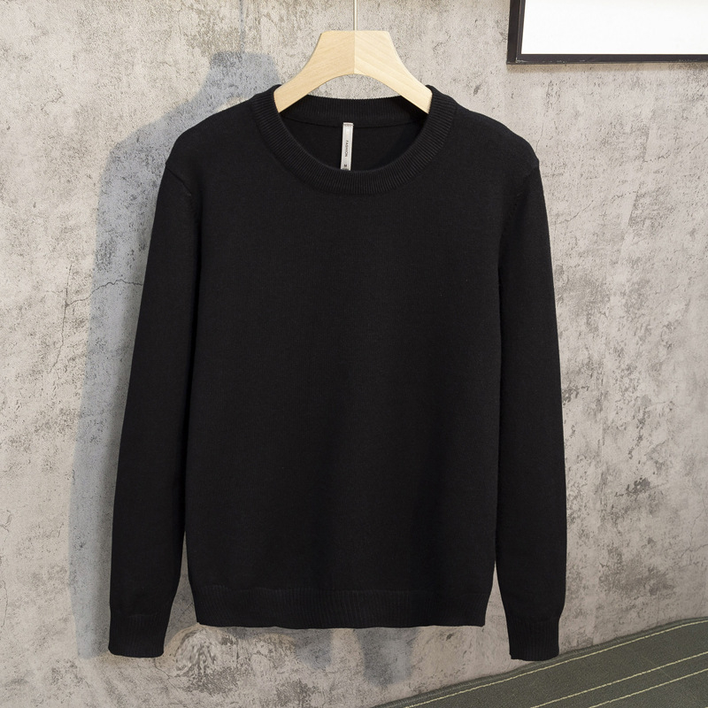 Pulover tricotat pentru bărbați, guler rotund, slim fit, mâneci lungi, amestec poliester