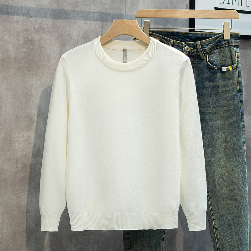 Pulover tricotat pentru bărbați, guler rotund, slim fit, mâneci lungi, amestec poliester