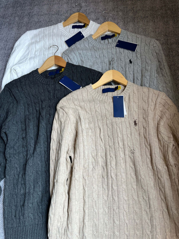 Pulover tricotat cu broderie cu cal de război, tricot din bumbac torsionat, guler rotund, mâneci lungi, croi lejer