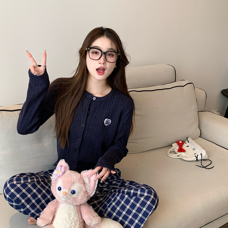 Cardigan tricotat pentru femei, lungime scurtă, cabluri, guler rotund, mâneci lungi