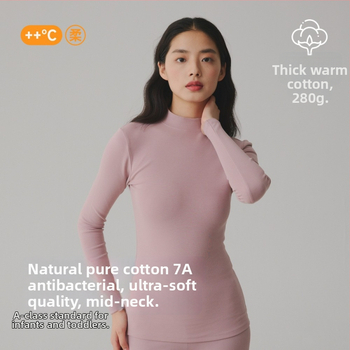 Pulover din 95% bumbac, antibacterian, textură periată, țesătură groasă, guler mediu, top de toamnă