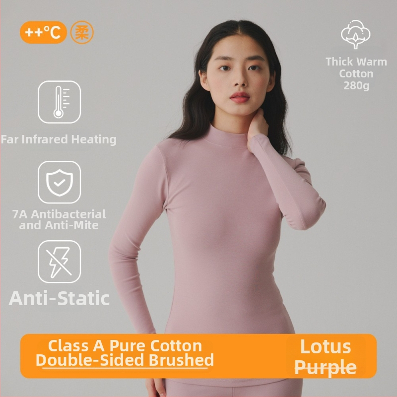 Pulover din 95% bumbac, antibacterian, textură periată, țesătură groasă, guler mediu, top de toamnă