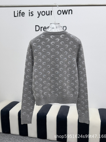 Ženski kardigan s jacquard pleteninom, okrugli izrez, dugi rukavi, slim fit, mješavina vune i poliestera, svakodnevni stil