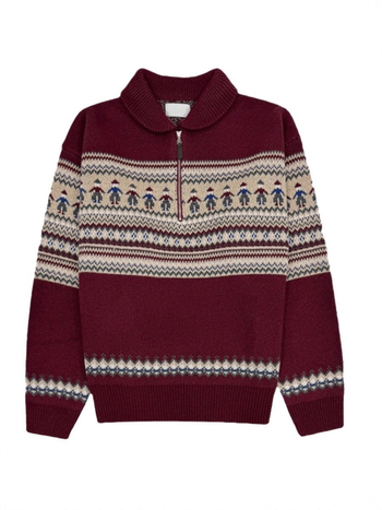 Džemper jacquard s poluzipom, polo ovratnik, smjesa poliestera