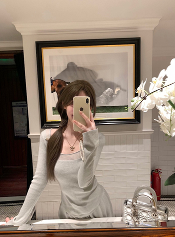 Slim-fit pleteni top s okruglim izrezom i dugim rukavima, pulover stil, Core-Spun vlakno na bazi viskoze