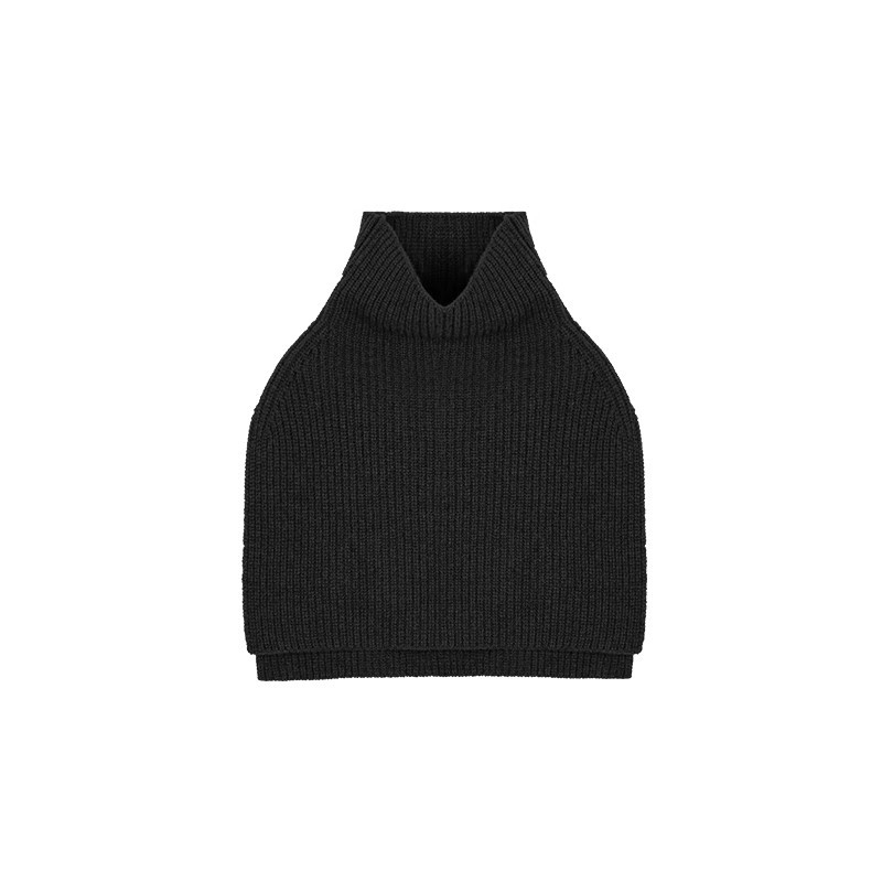 Pulover od ultra-fine merino vune, visok ovratnik, otvor, s kapuljom, slobodan kroj, kratka duljina
