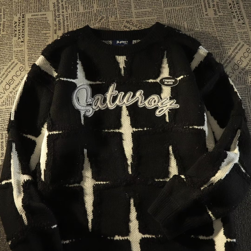 Pleten pulover u hongkonškom stilu, slobodan kroj, okrugli izrez, dugi rukavi, mješavina poliestera
