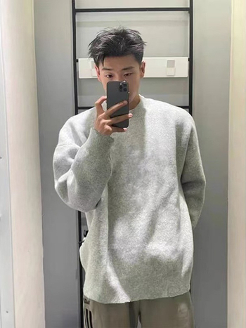 Cleanfit Crni pleteni džemper s slobodnim krojem za muškarce, jesen-zima, korejski stil