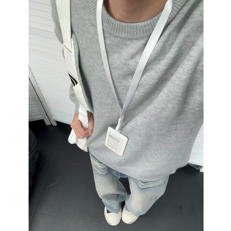Cleanfit Crni pleteni džemper s slobodnim krojem za muškarce, jesen-zima, korejski stil