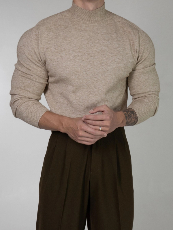Muški pleteni džemper s polovičnim vratom, jesensko-zimski retro stil, casual, dugih rukava