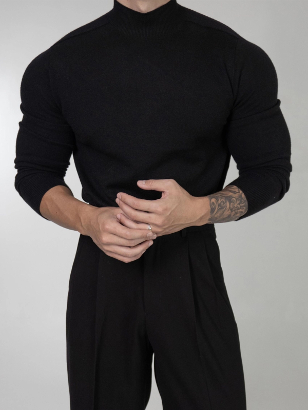Muški pleteni džemper s polovičnim vratom, jesensko-zimski retro stil, casual, dugih rukava