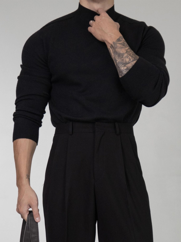 Muški pleteni džemper s polovičnim vratom, jesensko-zimski retro stil, casual, dugih rukava