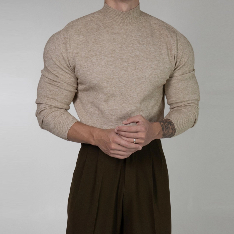 Muški pleteni džemper s polovičnim vratom, jesensko-zimski retro stil, casual, dugih rukava