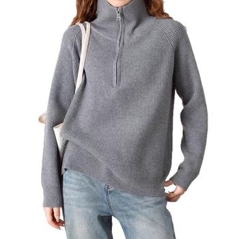 Дамски пуловер от полар флийс с акрил и полиестер, свободна кройка, дълги ръкави, половин висока яка