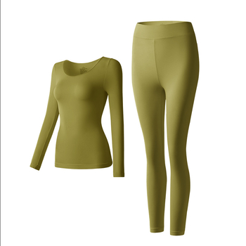Set de lenjerie termică ultra-subțire pentru femei, bază: top cu guler rotund și pantaloni, din nylon, un singur strat.