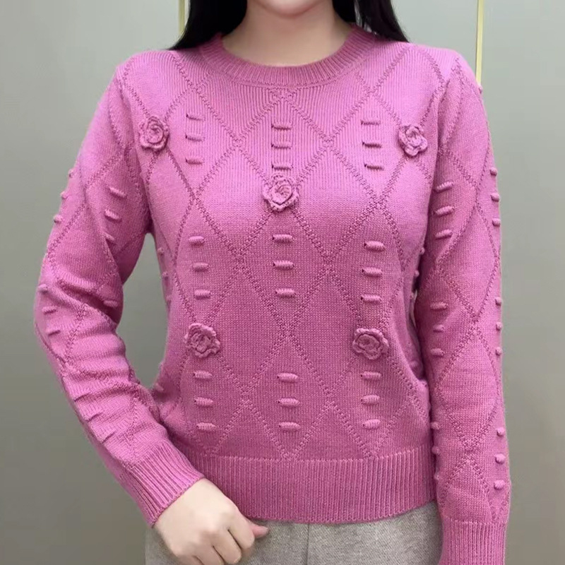 Sieviešu garas piedurknes adīts top ar viskozes un poliesteru maisījumu, apaļš kakls, minimālisma retro stils (Rudens-ziemas izlaidums 2025)