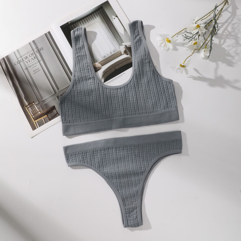 Безжичен безшевен спортно-йога комплект бельо с модел на гръб, 80% найлон, дишащ