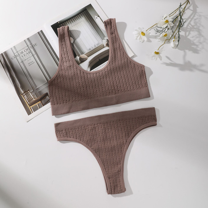 Безжичен безшевен спортно-йога комплект бельо с модел на гръб, 80% найлон, дишащ