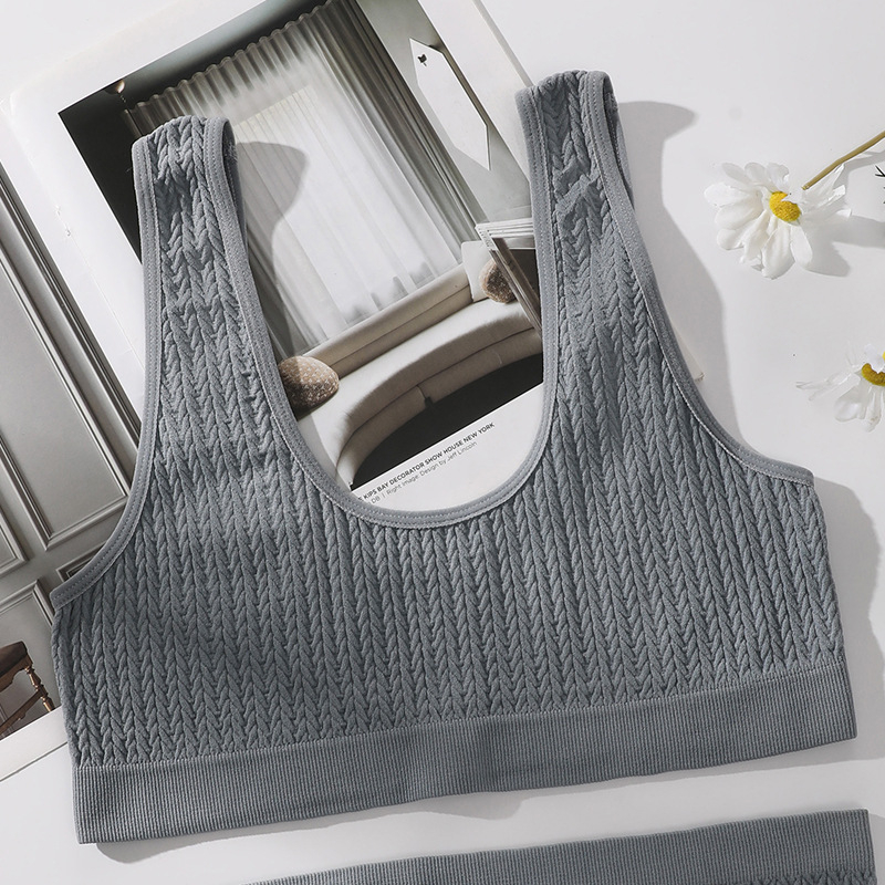 Безжичен безшевен спортно-йога комплект бельо с модел на гръб, 80% найлон, дишащ