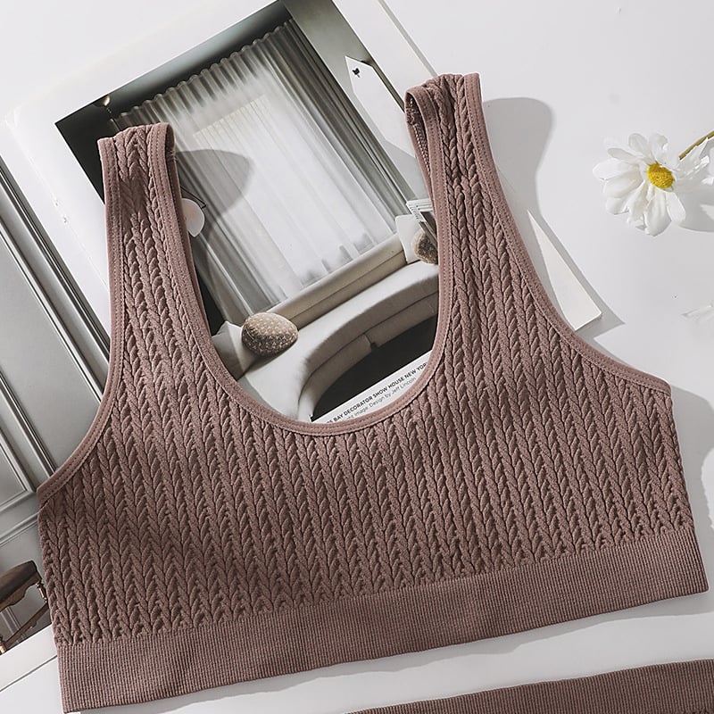 Безжичен безшевен спортно-йога комплект бельо с модел на гръб, 80% найлон, дишащ