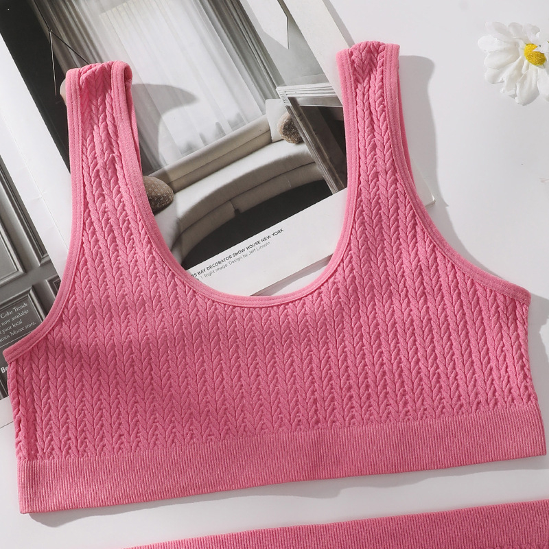 Безжичен безшевен спортно-йога комплект бельо с модел на гръб, 80% найлон, дишащ