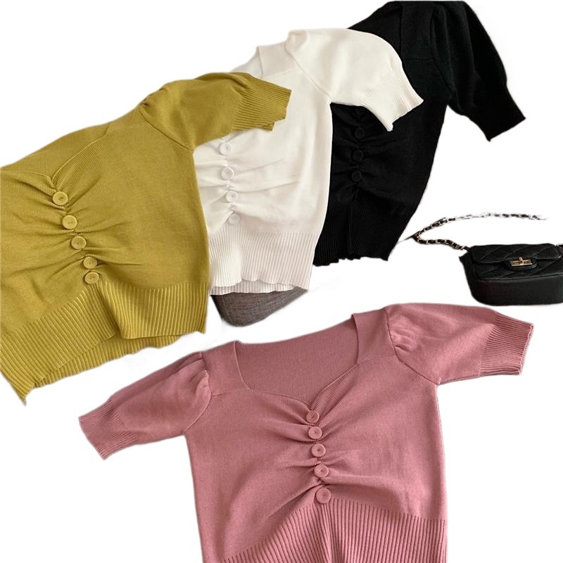 Pleteni top s polo ovratnikom, uski kroj, mješavina pamuka-poliester-elastan, shirred detalji