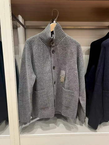 Unisex Soufflé pleteni kardigan sa stojećim ovratnikom, akrilno vlakno, jesen-zima
