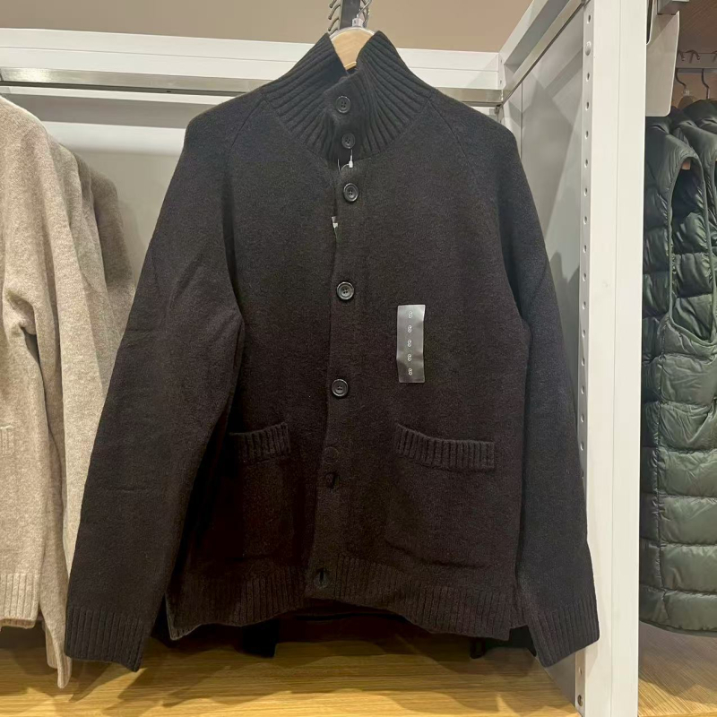 Unisex Soufflé pleteni kardigan sa stojećim ovratnikom, akrilno vlakno, jesen-zima