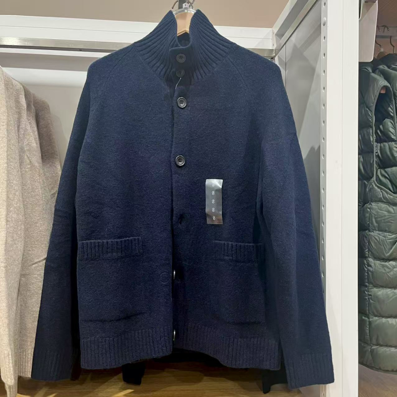 Unisex Soufflé pleteni kardigan sa stojećim ovratnikom, akrilno vlakno, jesen-zima
