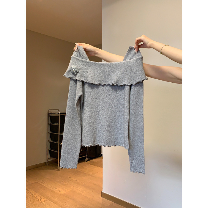Chenille džemper sa spandeksom, slim-fit kroj, polo ovratnik, rukavi princeze